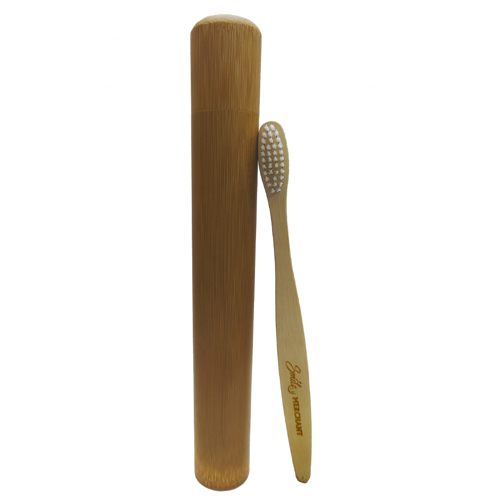 Smile Merchant Bamboo Toothbrush (White Bristle) and Case